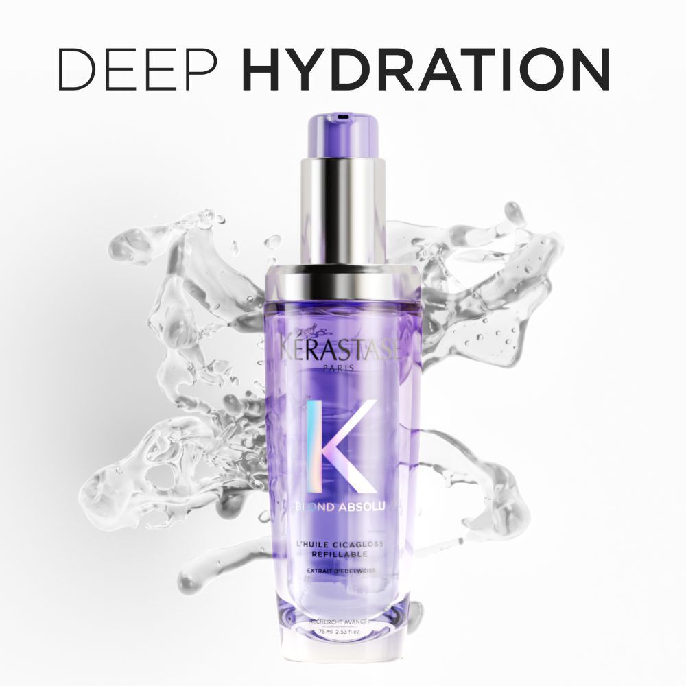 KERASTASE BLOND ABSOLU L'HUILE CICAGLOSS REFILLABLE, HAIR OIL FOR SENSITIZED LIGHTENED OR HIGHLIGHTED BLONDE HAIR