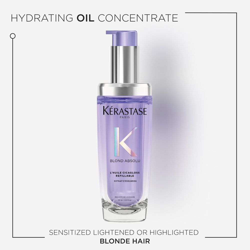 كيراستاس بلوند أبسولو لويل سيكاغلوس بعبوة قابلة لإعادة التعبئة، زيت للشعر الأشقر الحساس المفتح أو المعالج بالهايلايت