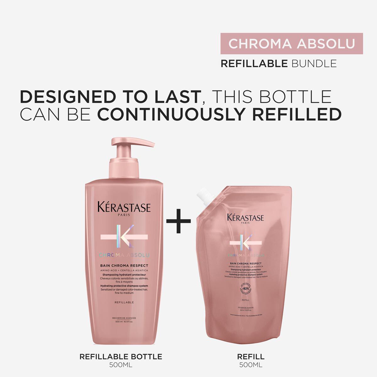 KERASTASE CHROMA ABSOLU BAIN CHROMA RESPECT SHAMPOO FOR COLOR-TREATED HAIR BUNDLE