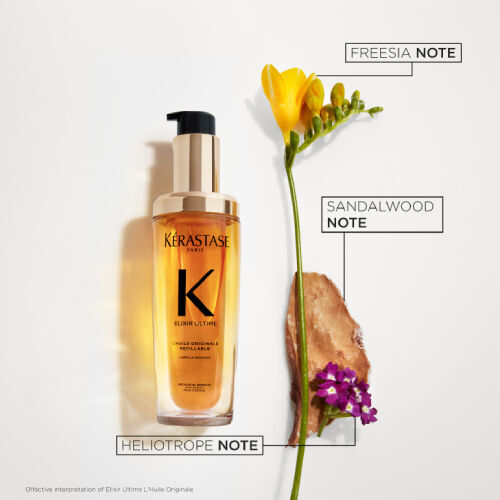 عطر آسر يمزج بين عبير الفريزيا الرقيق، ودفء خشب الصندل، وسحر الهليوتروب الفاتن.